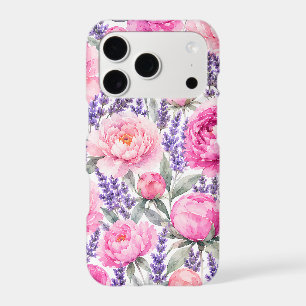 Pink Peonies & Lavender Watercolor Floral Pattern
