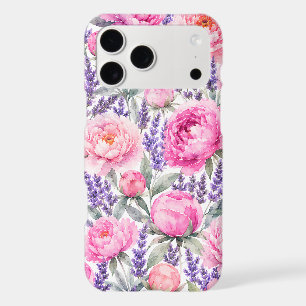 Pink Peonies & Lavender Watercolor Floral Pattern