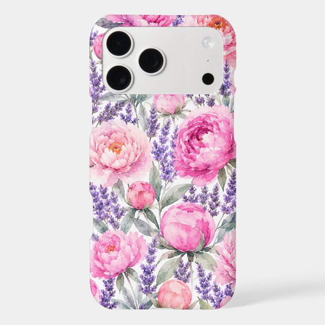 Pink Peonies & Lavender Watercolor Floral Pattern (Back)