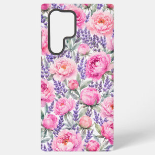Pink Peonies & Lavender Watercolor Floral Pattern Samsung Galaxy Case