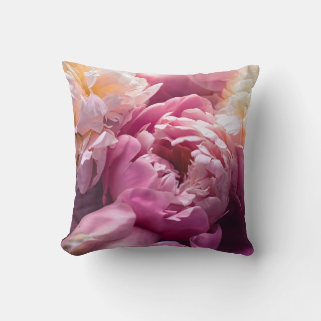 Pink Peonies: Luxurious Floral Art. Cushion (Front)