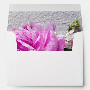Pink peonies on textured background envelope