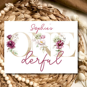 Pink peonies onederful birthday party watercolor invitation