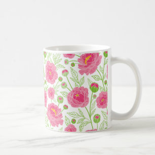 PInk Peonies Pattern  Coffee Mug
