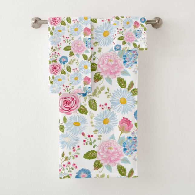 Pink Peonies Pattern Towel (Insitu)