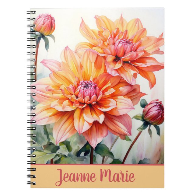 Pink Peonies Personalised Whimsical Floral Notebook (Front)