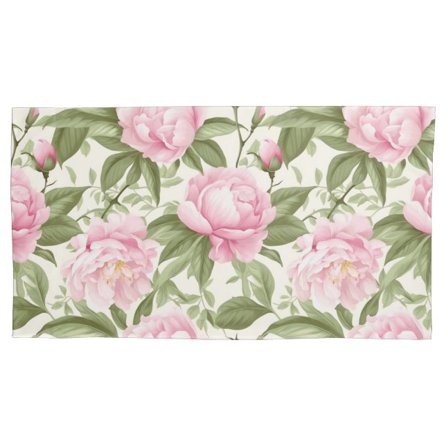 Pink Peonies Pillowcase (Front-Left)