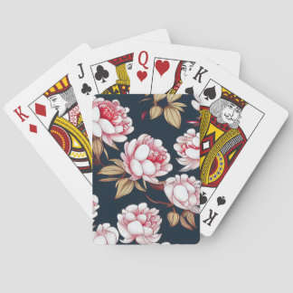Pink peonies playing cards