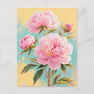 Pink peonies postcard