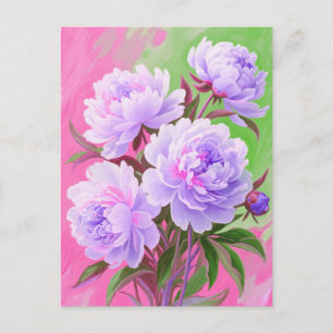 Pink peonies postcard
