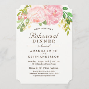 Pink Peonies Rehearsal Dinner Invitations