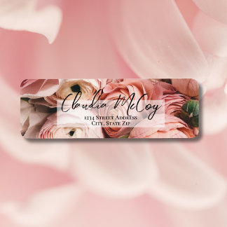 Pink Peonies Return Address label