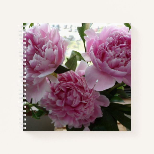Pink Peonies Spiral Notebook (Front)