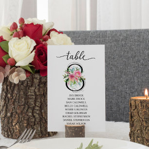 Pink Peonies Table eight Table Number