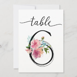 Pink Peonies Table six Table Number