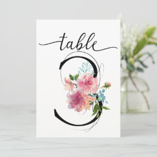 Pink Peonies Table three Table Number