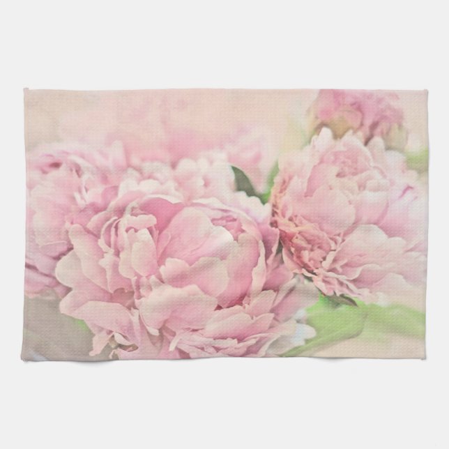 Pink Peonies Tea Towel (Horizontal)