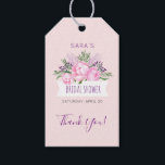 Pink Peonies Watercolor Bridal Shower Gift Tags<br><div class="desc">This pink peony bridal shower thank you gift tag is perfect to gifts for the guests. The design features gorgeous pink peonies,  green leaves and dark purple floral buds.</div>