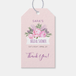 Pink Peonies Watercolor Bridal Shower Gift Tags