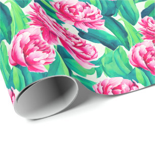 Pink Peonies Watercolor Print   Wrapping Paper