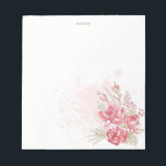 Pink Peonies Watercolor Splatter Custom Notepad<br><div class="desc">An elegant and classic notepad featuring illustrations of pink pennies with watercolor splatter. This will be a perfect feminine accent for your office.</div>