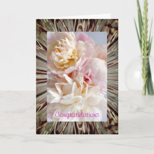Pink Peonies Wedding Card