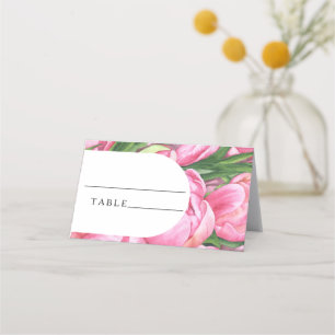 Pink peonies - wedding place cards