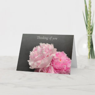 Pink peonies with text space thinking of you card