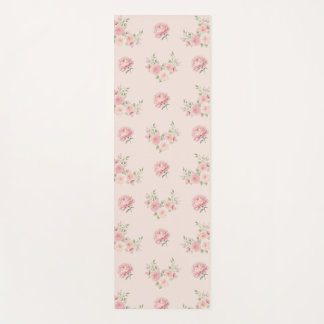 Pink Peony and Rose Pattern Yoga Mat