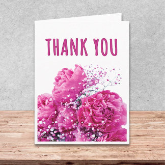 Pink Peony Appreciation Floral Design Thank You Card