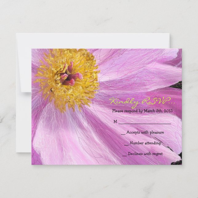 PINK PEONY Bat Mitzvah Invitation RSVP Reply Card (Front)