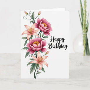 Pink Peony Birthday Card