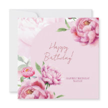 Pink Peony Birthday Folded Greeting Card