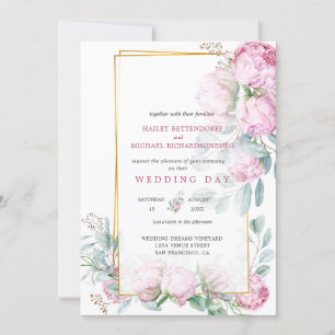 Pink Peony Bliss Wedding Invitation