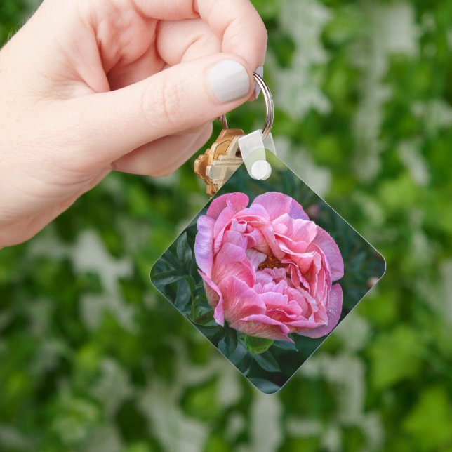 Pink Peony Bloom Key Ring (Hand)