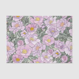 Pink peony blooming pattern tissue paper