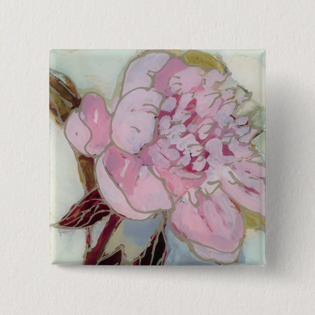 Pink Peony Blossom 15 Cm Square Badge (Front)