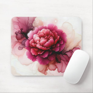 Pink Peony Blossom In Alcohol Ink Mouse Pad