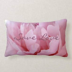 Pink Peony Blossom. Lumbar Cushion