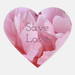 Pink Peony Blossom.text. Heart Sticker