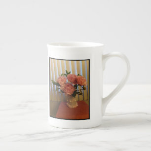 Pink Peony Bouquet Bone China Mug