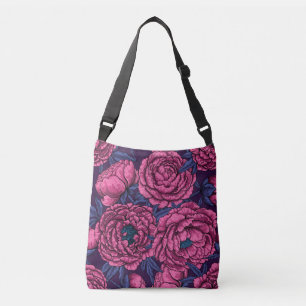 Pink peony bouquet crossbody bag