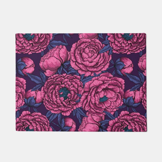 Pink peony bouquet doormat (Front)