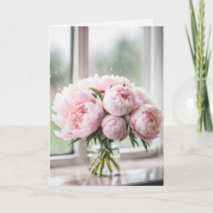 Pink Peony Bouquet for Thinking of You Card