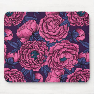 Pink peony bouquet mouse pad