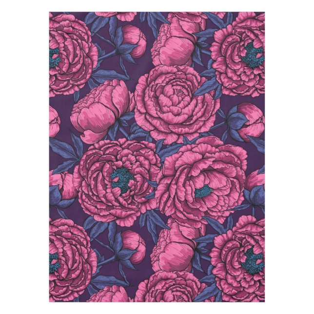 Pink peony bouquet tablecloth (Front)
