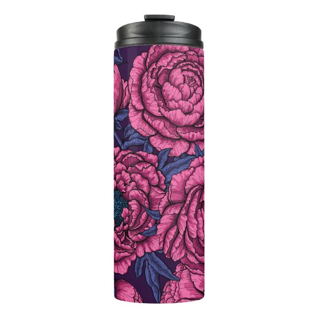 Pink peony bouquet thermal tumbler (Front)