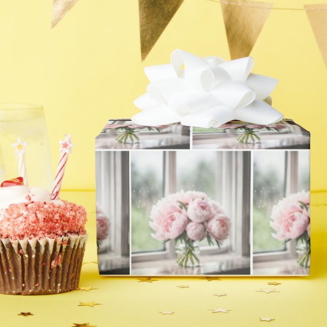 Pink Peony Bouquet Wrapping Paper (Birthday Party)