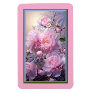 Pink Peony Buds n Flowers Flexible Magnet