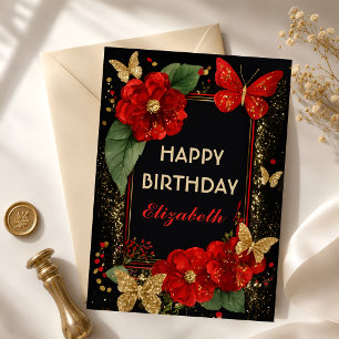 Pink Peony Butterfly Birthday Card